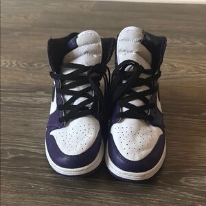 Purple and White High-Top Sneakers